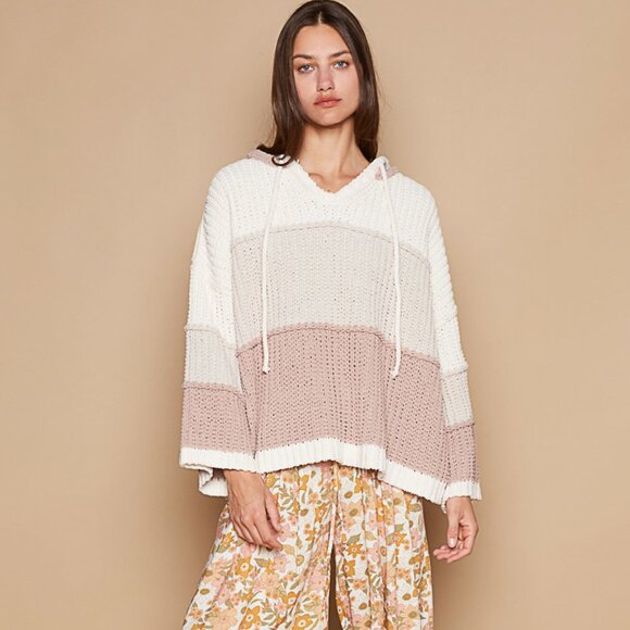 POL Sweaters - POL Multi Beige Chenille Hoodie Sweater